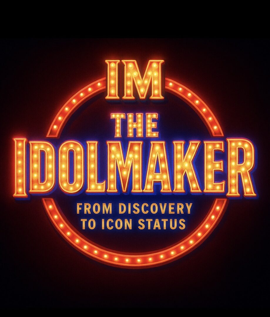 Logo for 'I'm The Idolmaker' TV show with bright marquee lights.
