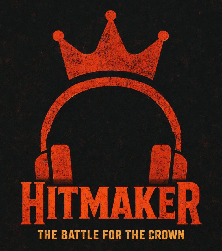 Hitmaker logo with crown and headphones in orange.